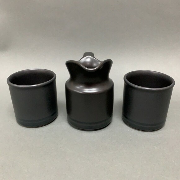 Pfaltzgraff Midnight Sun Black Creamer and 2 Cups Lot of 3 - Picture 2 of 8